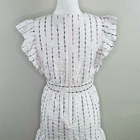 Donna Morgan Embroidered White Flutter-Sleeve Two-Tier V-Neck Mini Dress 10 NWOT - Picture 10 of 13